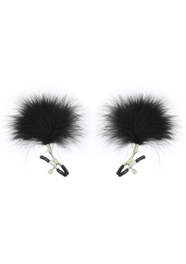 Sex And Mischief Feathered Nipple Clamps Black Pure Pleasure Toys