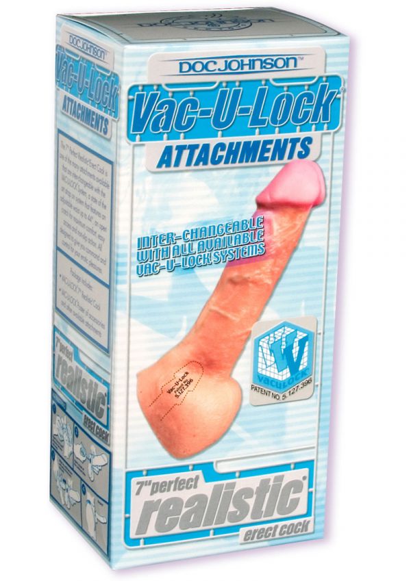 Vac U Lock Perfect Realistic Cock 7 Inch Flesh