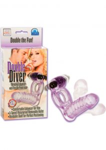 Double Diver Vibrating Enhancer With Flexible Penetrator 3 Speed Removable Bullet Clear