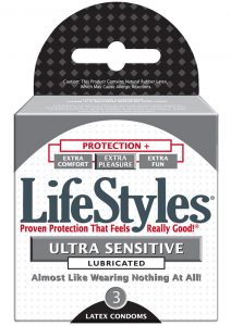 Lifestyles Condom Ultra Sensitive Lubricated 3 Pack