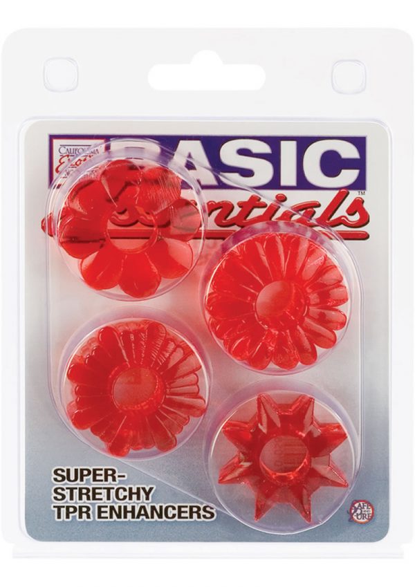 Basic Essentials Super Stretchy TPR Enhancers Assorted Shapes Red