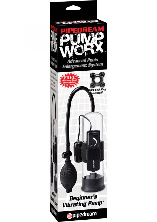 Pump Worx Beginners Vibrating Pump With Cock Ring Clear