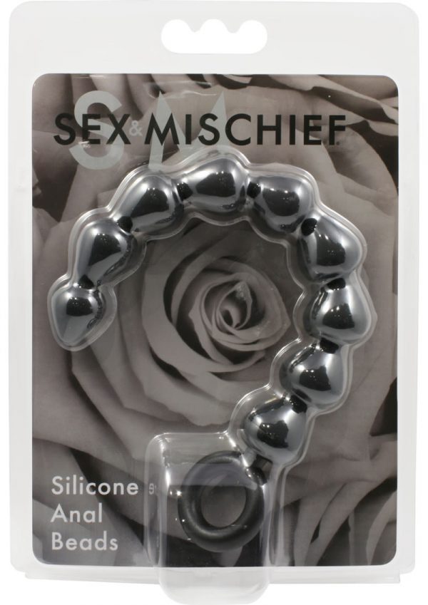 Sex And Mischief Silicone Anal Beads Black 9 Inches