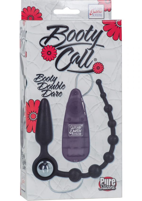 Booty Call Booty Double Dare Silicone Wired Remote Control Anal Probe With Beads Black