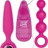 Booty Call Booty Vibro Kit Silicone Wired Remote Control Anal Probes Pink 2 Each
