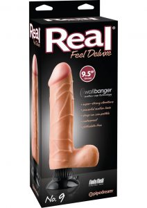 Real Feel Deluxe No 09 Wallbanger Vibrating Dildo Waterproof Flesh 9.5 Inch