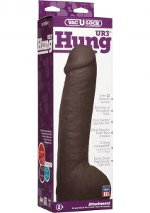 Vac U Lock UR3 Hung Realistic Cock Attachment Black 12 Inch