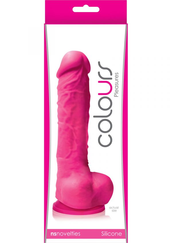 Colours Pleasures 5in Silicone Dong With Balls - Pink