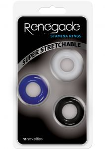 Renegade Stamina Rings Assorted Colors 3 Cock Rings Per Pack