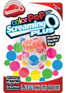 Color Pop Quickie Screaming O Plus Vibrating Ring Silicone Cockring Orange