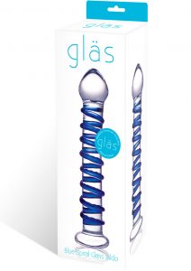 Glas Blue Spiral Glass Dildo