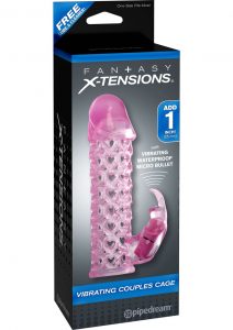 Fantasy Xtensions Vibrating Couples Cock Cage Waterproof Pink 6.25 Inch