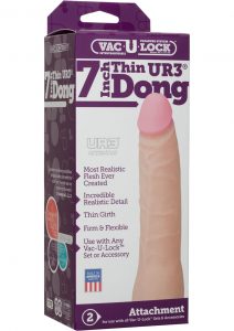 Vac U Lock UR3 Thin Realistic Cock Attachment White 7.5 Inch