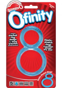 Ofinity Super Stretchy Double Silicone Cockring Waterproof Blue