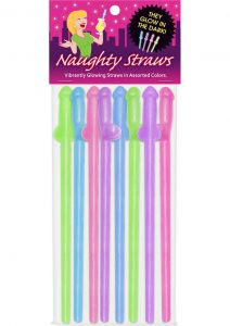 Naughty Straws Glow In The Dark Assorted Colors 8 Each Per Pack