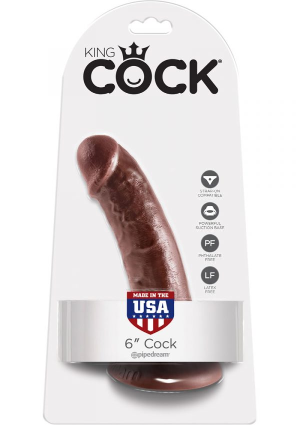 King Cock Realistic Dildo Waterproof Brown 6 Inch