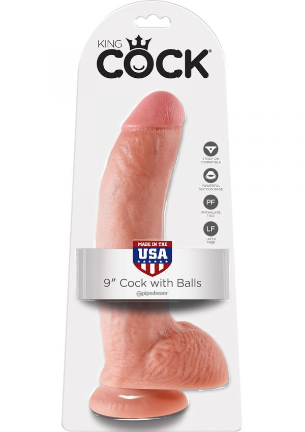 King Cock Realistic Dildo With Balls Flesh 9 Inch