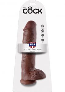 King Cock Realistic Dildo With Balls Brown 11 Inch