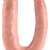 King Cock U-Shaped Large Double Trouble Dildo Flesh