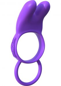 Fantasy C Ringz Twin Teazer Rabbit Ring Vibrating Silicone Cockring Waterproof Black
