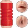 Pipedream Extreme Tight Grip Dual Density Squeezable Mouth and Ass Masturbator Red
