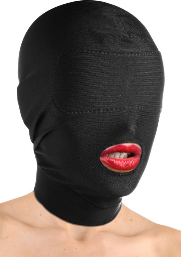 Master Series Disguise Open Mouth Padded Hood Mask Black