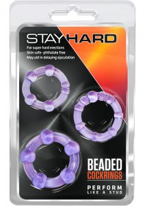 Stay Hard Beaded Cockrings Purple 3 Each Per Set