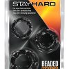 Stay Hard Beaded Cockrings Black 3 Each Per Set
