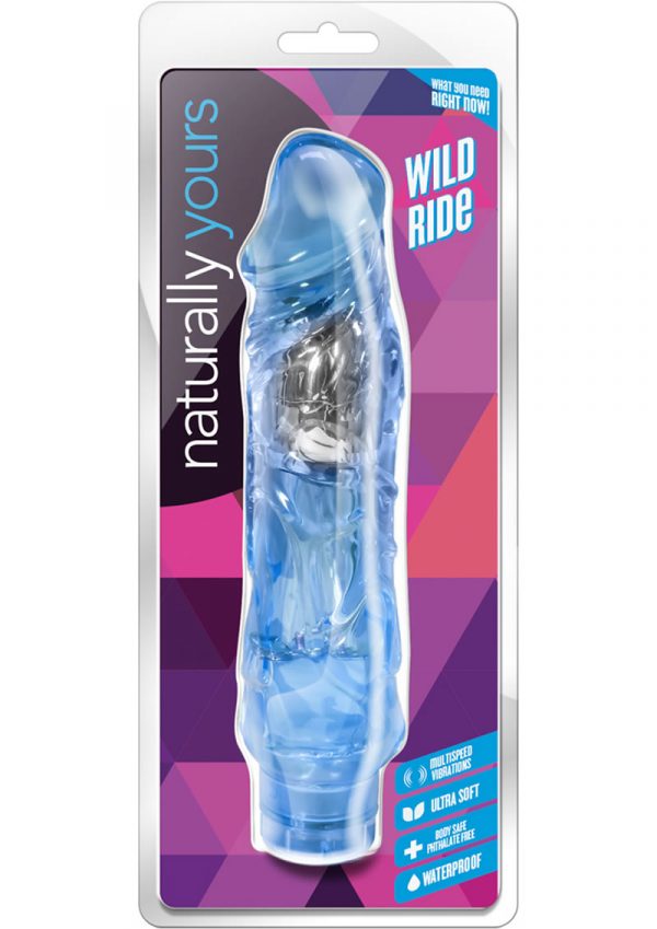 Naturally Yours Wild Ride Jelly Realistic Vibrator Waterproof Blue 9 Inch