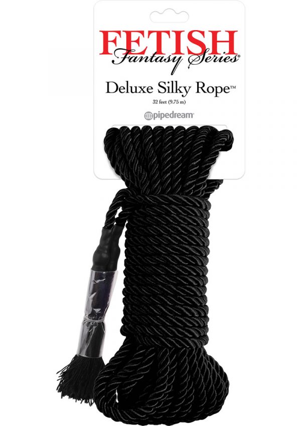 Festish Fantasy Series Deluxe Silk Rope Black 32 Feet