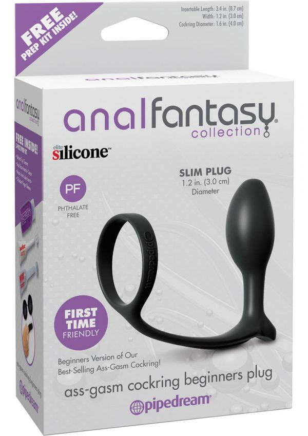 Anal Fantasy Collection Ass-Gasm Cockring Beginners Silicone Plug Slim 3.4 Inch