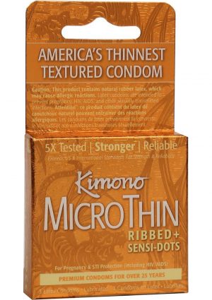 Kimono MicroThin Condoms Ribbed Plus Sensi Dots 3 Pack