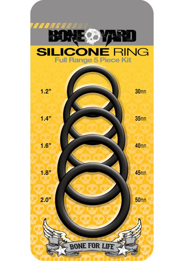 Bone Yard Silicone Ring Cockrings Black Full Range 5 Piece Kit