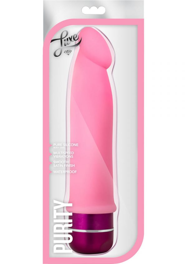 Luxe Purity Silicone Vibrating Dong Waterproof Pink 7.5 Inch