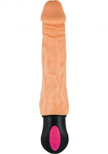 Natural Realskin Hot Cock #3 USB Rechargeable Warming Realistic Vibrator Waterproof Flesh 8 Inch