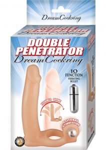 Double Penetrator Dream Cockring 10 Function Vibrating Bullet Waterproof Flesh