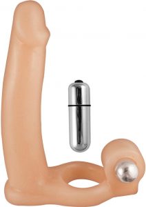 Double Penetrator Dream Cockring 10 Function Vibrating Bullet Waterproof Flesh