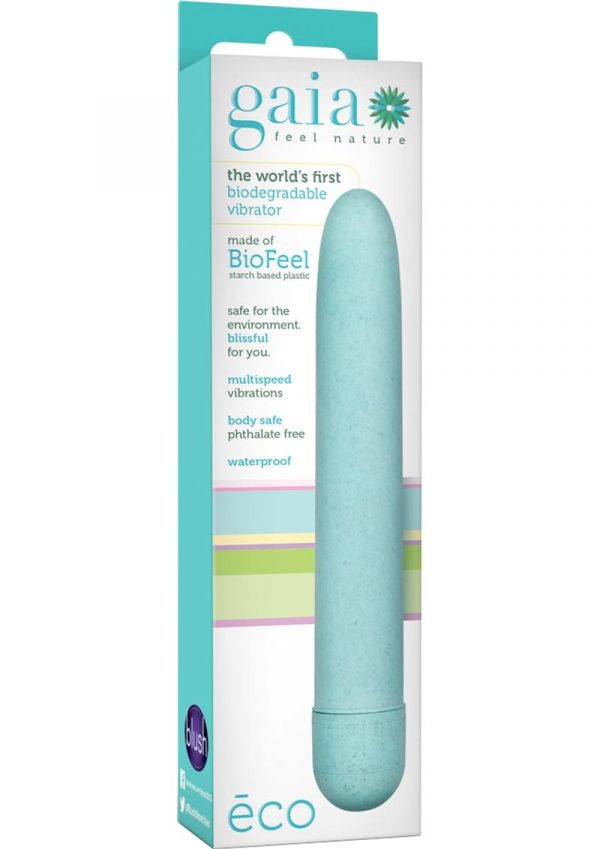 Gaia Eco Biodegradable Vibrator Waterproof Aqua 7 Inch