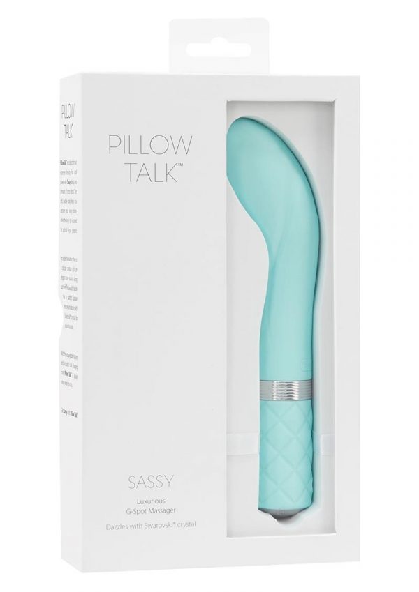 Pillow Talk Sassy G-Spot Massager Silicone USB Reachargeable Vibe With Swarovski Crystal Teal