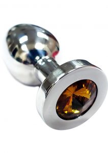 Rouge Jewelled Anal Butt Plug Medium Stainless Steel Yellow Jewel