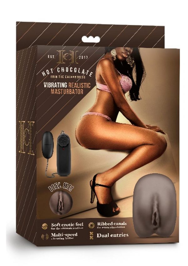 hot Chocolate Erin The Enchantress Vibrating Realistic Dual Entry Masturbator Chocolate 6.25 Inch