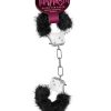 Temptasia Plush Fur Cuffs Adjustable Furry Hand Cuffs Stainless Steel With Keys Black