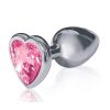 The Silver Starter Jeweled Hearts Plug Stainless Steel Pink 2.8 Inch
