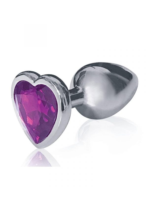 The Silver Starter Jeweled Hearts Plug Stainless Steel Violet 2.8 Inch