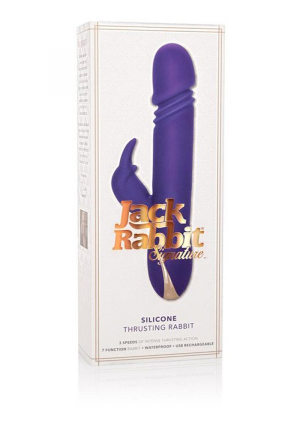 Jack Rabbit Signature Silicone Thrusting Rabbit USB Rechargeable Waterproof Purple