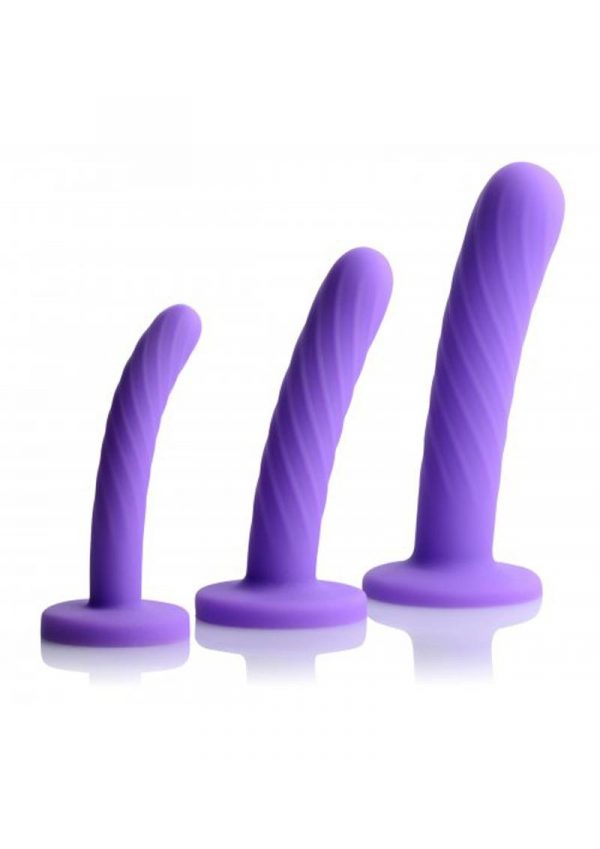 Strap U Tri Play 3 Piece Silicone Dildo Set Purple