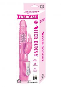Energize Her Bunny 2 Vibe Waterproof Pink 9 Inch