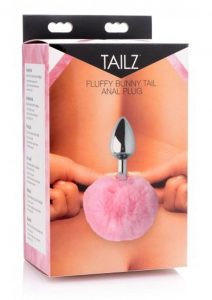 Tailz Fluffy Bunny Tail Anal Plug Pink And Silver