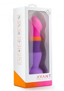 Avant D3 Platinum Cured Silicone Dildo Pink Orange And Purple 8 Inch