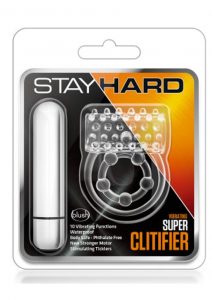 Stay Hard Vibrating Super Clitifier Cock Ring Waterproof Clear